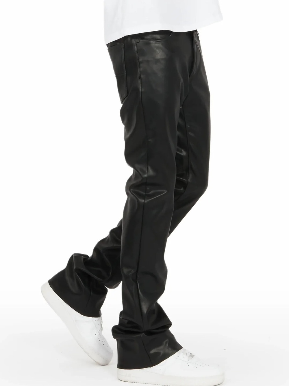 NWT Rockstar Original Ricky Black Super Stacked Faux Leather Pant Size 32
